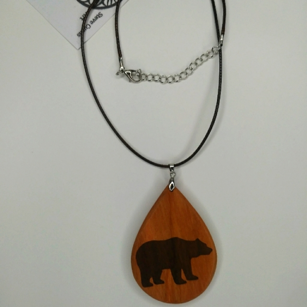 Handmade Wood Bear Necklace